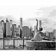 Картина за номерами Strateg ПРЕМІУМ Балерина в Нью Йоркі з лаком та з рівнем розміром 40х50 см (DY430)