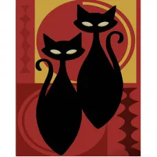 Картина по номерам Strateg ПРЕМИУМ Две абстрактные котики с лаком и с уровнем размером 40х50 см (DY440)