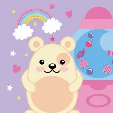 Картина за номерами Strateg ПРЕМІУМ Миле ведмежатко з лаком та з рівнем розміром 30х30 см (ES-0814)