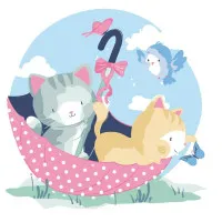 Картина за номерами "Котята в парасольці" 30х30 см ES052