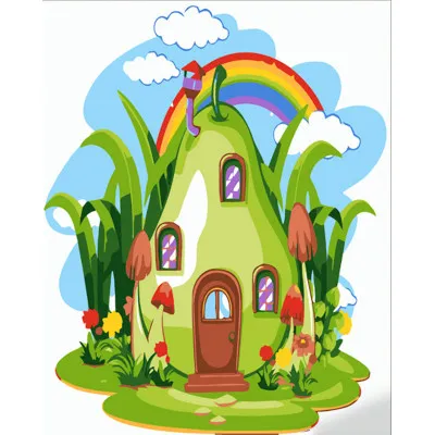 Картина за номерами Strateg ПРЕМІУМ Казковий будиночок розміром 30х30 см (ES142)