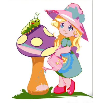 Картина за номерами Strateg ПРЕМІУМ Маленька помічниця розміром 30х30 см (ES148)