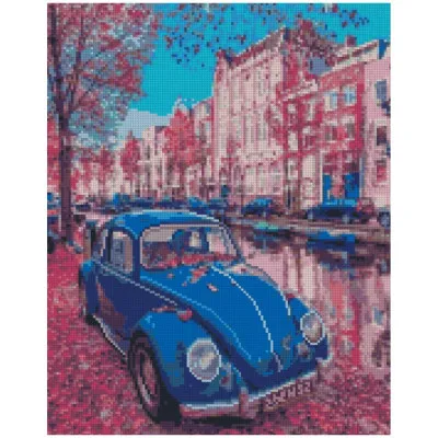 Алмазна мозаїка Синій автомобіль у Ржеві кольору 40х50 см FA0039
