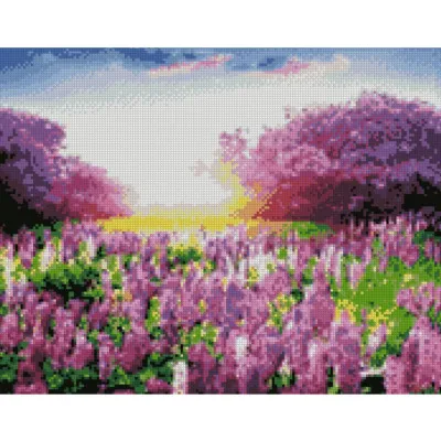 Алмазна мозаїка Поле фіолетових квітів 40х50 см FA40198