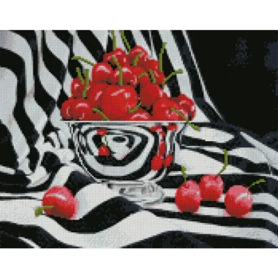 Алмазная мозаика Вишня на черно-белом фоне 40х50 см FA40815 Алмазная мозаика Вишня на черно-белом фоне 40х50 см FA40815