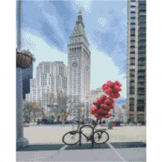 Алмазная картина Strateg ПРЕМИУМ Припаркованный велосипед с шариками размером 40х50 см FA40845