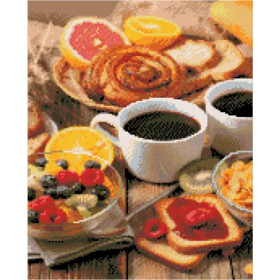 Алмазна картина Strateg ПРЕМІУМ Ранкові солодощі до кави розміром 40х50 см FA40880
