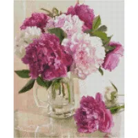 Алмазна картина Strateg ПРЕМІУМ Ніжні піони розміром 40х50 см FA40893