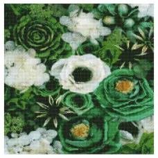 Алмазна мозаїка Зелені відтінки квітів 50х50 см GA0001