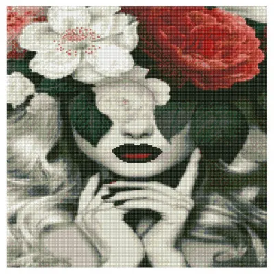 Алмазна мозаїка Дівчина з квітами 50х50 см GA0013 Алмазна мозаїка Дівчина з квітами 50х50 см GA0013