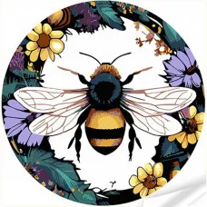 Вініл за номерами Strateg ПРЕМІУМ Політ бджоли над квітами розміром 30х30 см (GP-7)
