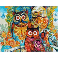 Картина по номерам Strateg ПРЕМИУМ Семья совушек размером 40х50 см (GS013)