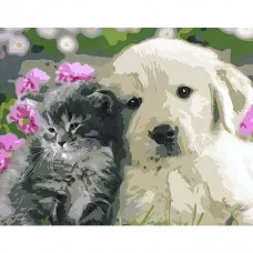 Картина по номерам Strateg ПРЕМИУМ Лучшие друзья размером 40х50 см (GS056)