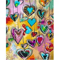 Картина за номерами Strateg ПРЕМІУМ Гірлянда з сердець розміром 40х50 см (GS1014)