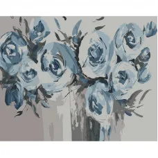 Картина по номерам Strateg ПРЕМИУМ Голубые цветы размером 40х50 см (GS1043)
