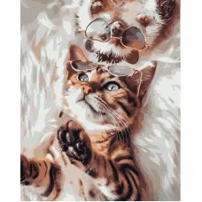 Картина за номерами Strateg ПРЕМІУМ Котик з їжачком розміром 40х50 см (GS1049)