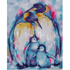 Картина за номерами Strateg ПРЕМІУМ Сім'я пінгвінів розміром 40х50 см (GS1052)