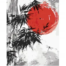 Картина по номерам Strateg ПРЕМИУМ Японское солнце размером 40х50 см (GS1078)