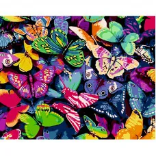 Картина за номерами Strateg ПРЕМІУМ Різнокольорові метелики розміром 40х50 см (GS1123)