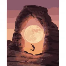 Картина за номерами Strateg ПРЕМІУМ Рожевий повний місяць розміром 40х50 см (GS1200)