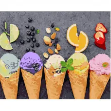 Картина по номерам Strateg ПРЕМИУМ Рожки фруктового мороженого размером 40х50 см (GS1242)