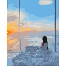 Картина по номерам Strateg ПРЕМИУМ Море за окном размером 40х50 см (GS1263)