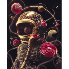 Картина за номерами Strateg ПРЕМІУМ Казковий космонавт з лаком розміром 40х50 см (GS1266)