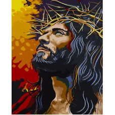 Картина за номерами Strateg ПРЕМІУМ Ісус в терновому вінку розміром 40х50 см (GS1275)