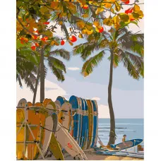 Картина по номерам Strateg ПРЕМИУМ Серфинг на Гавайях размером 40х50 см (GS1278)