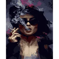 Картина по номерам Strateg ПРЕМИУМ Леди с сигарой размером 40х50 см (GS1283)