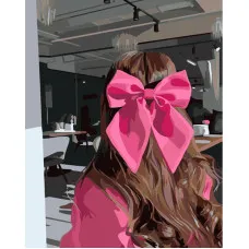 Картина за номерами Strateg ПРЕМІУМ Рожевий бант з лаком розміром 40х50 см (GS1318)