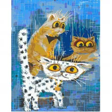 Картина по номерам Strateg ПРЕМИУМ Абстрактные котики с лаком размером 40х50 см (GS1324)