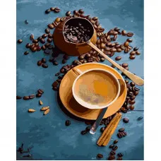 Картина по номерам Strateg ПРЕМИУМ Утренний кофе с лаком размером 40х50 см (GS1331)