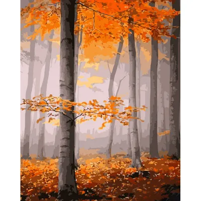 Картина за номерами Strateg ПРЕМІУМ Чарівна осінь з лаком та з рівнем розміром 40х50 см (GS1356)
