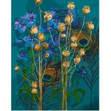 Картина за номерами Strateg ПРЕМІУМ Чудернацький букет з лаком та з рівнем розміром 40х50 см (GS1407)