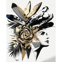 Картина по номерам Strateg ПРЕМИУМ Композиция на голове с лаком и с уровнем размером 40х50 см (GS1430)