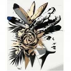 Картина за номерами Strateg ПРЕМІУМ Композиція на голові з лаком та з рівнем розміром 40х50 см (GS1430)