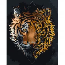 Картина за номерами Strateg ПРЕМІУМ Арт-тигр з лаком та з рівнем розміром 40х50 см (GS1436)