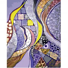 Картина за номерами Strateg ПРЕМІУМ Фіолетові абстракції з лаком та з рівнем розміром 40х50 см (GS1438)