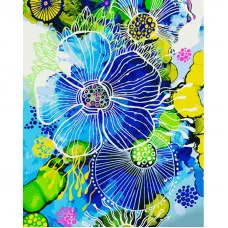 Картина за номерами Strateg ПРЕМІУМ Магічні квіти з лаком та з рівнем розміром 40х50 см (GS1473)