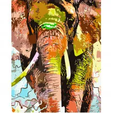 Картина по номерам Strateg ПРЕМИУМ Слон в красках с лаком и с уровнем размером 40х50 см (GS1493)
