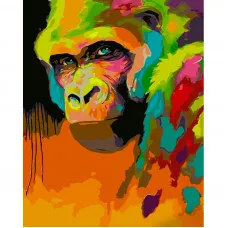 Картина по номерам Strateg ПРЕМИУМ Арт-обезьяна с лаком и с уровнем размером 40х50 см (GS1500)