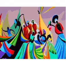 Картина за номерами Strateg ПРЕМІУМ Жіночі силуети з лаком та з рівнем розміром 40х50 см (GS1530)