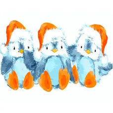 Картина за номерами Strateg ПРЕМІУМ Пінгвіни з лаком та з рівнем розміром 40х50 см (GS1560)