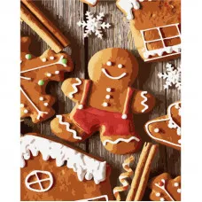 Картина по номерам Strateg ПРЕМИУМ  Новогоднее печенье с лаком и с уровнем размером  40х50 см (GS1573)