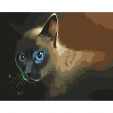 Картина по номерам Strateg ПРЕМИУМ Голубоглазый кот размером 40х50 см (GS368)