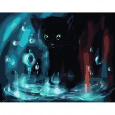 Картина по номерам Strateg ПРЕМИУМ Черный котенок размером 40х50 см (GS372)