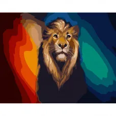 Картина по номерам Strateg ПРЕМИУМ Разноцветный лев размером 40х50 см (GS375)