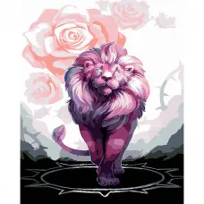 Картина по номерам Strateg ПРЕМИУМ Розовый лев размером 40х50 см (GS377)