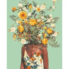 Картина за номерами Strateg ПРЕМІУМ Квітуча голова розміром 40х50 см (GS488)